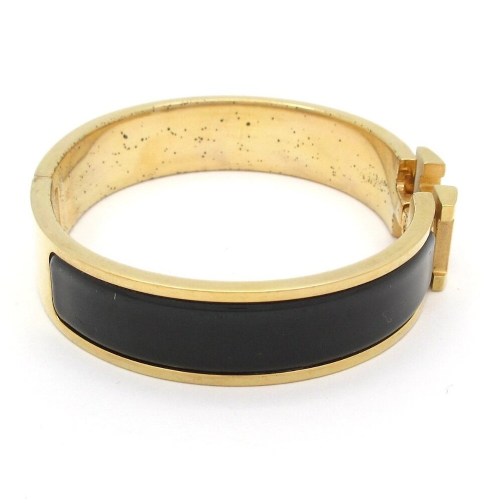 HERMES Clic H Gold Black Hardware Bangle - Picture 7 of 10